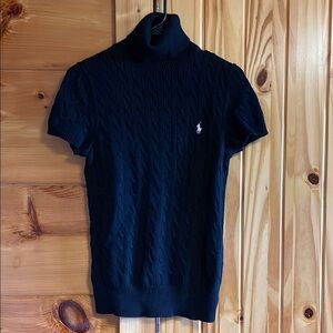 {Polo by Ralph Lauren} Women’s Black Cowl Turtleneck Sweater cable knit L